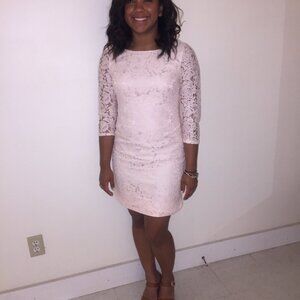 Vince Camuto Pink 3/4 Sleeve Lace Dress - Size 2